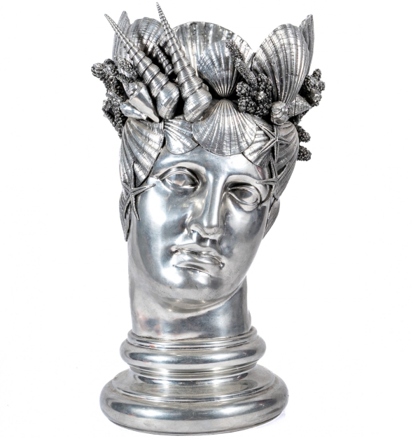 A pewter figura Piero sculptural Neptune head champagne bucket | BRG