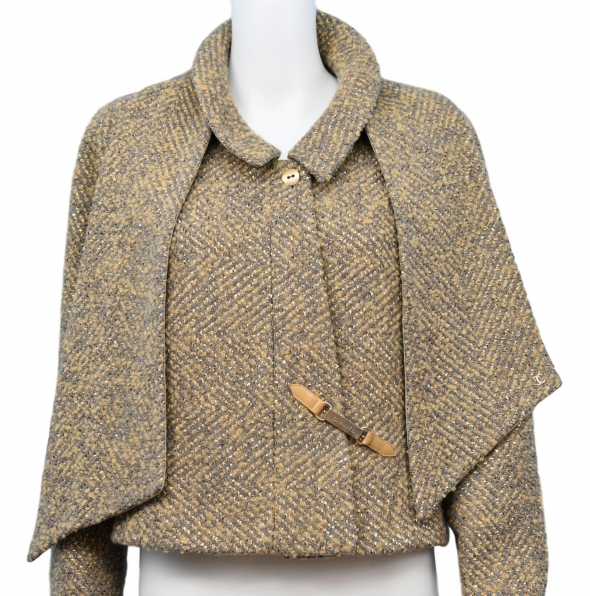National Consignment Day - Tweed Metallic Gold Jacket With Matching Scarf | BRG