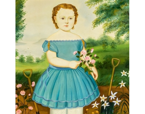 An early American portrait of a young girl in a flower garden | BRG