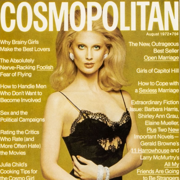 August 1972 cover of Cosmopolitan featuring supermodel Kathy Speirs-Puccio | BRG