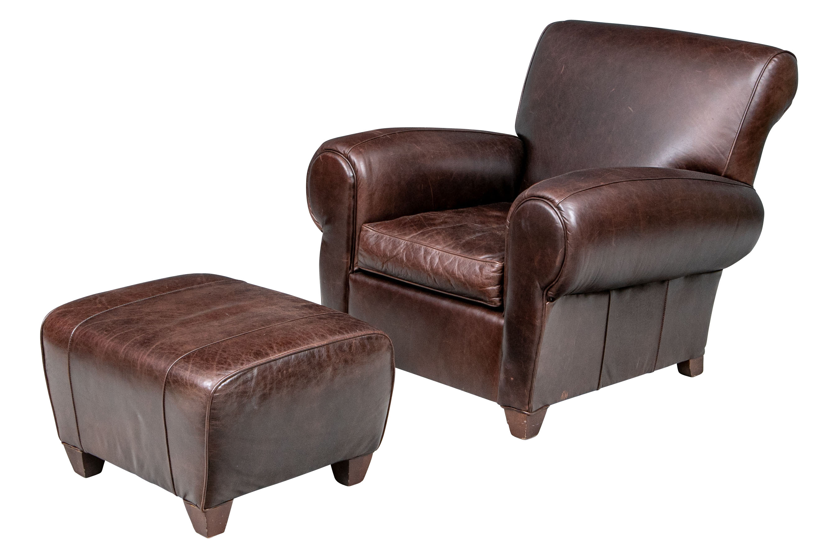 Mitc Gold Leather Club Chair And, Leather Club Chair Ottoman
