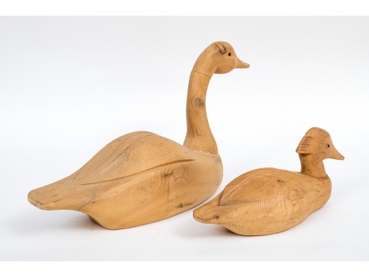 Two Carved Wood Decoys