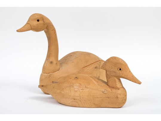 Two Carved Wood Decoys