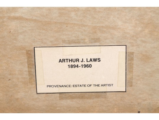 Arthur J. Laws (Am., 1894-1960, NY) Oil On Artist Board, Fishing Boats At Dock