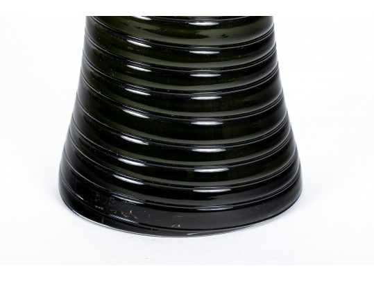 Tall Vintage Cased Art Glass Ruffle Rim Vase