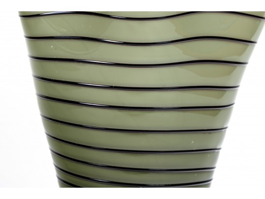 Tall Vintage Cased Art Glass Ruffle Rim Vase