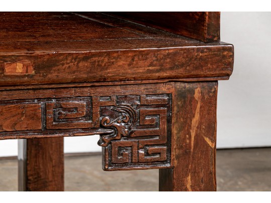 Chinese Carved Wood Throne Chair / Bench