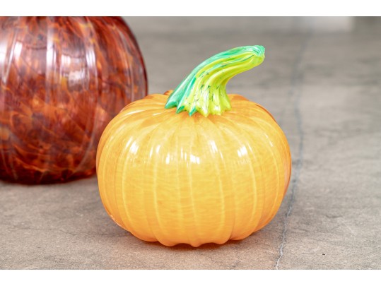 Collection Of Five Art Glass Pumpkins