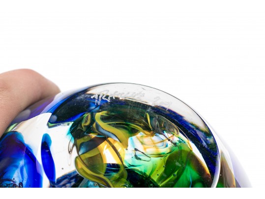 Contemporary Signed Fine Art Glass Bowl