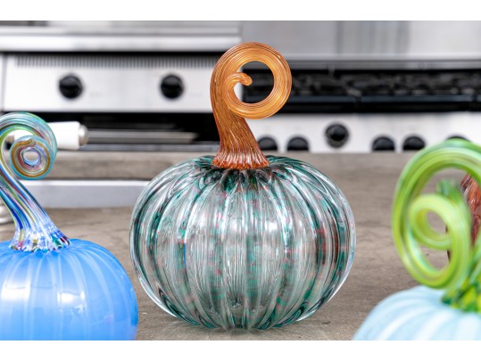 Collection Of Five Art Glass Pumpkins