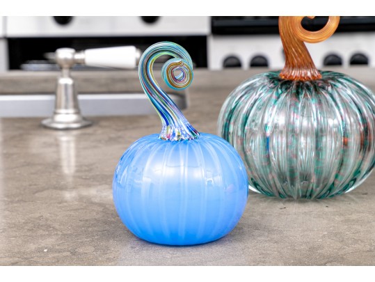 Collection Of Five Art Glass Pumpkins