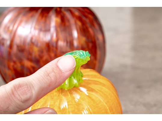 Collection Of Five Art Glass Pumpkins