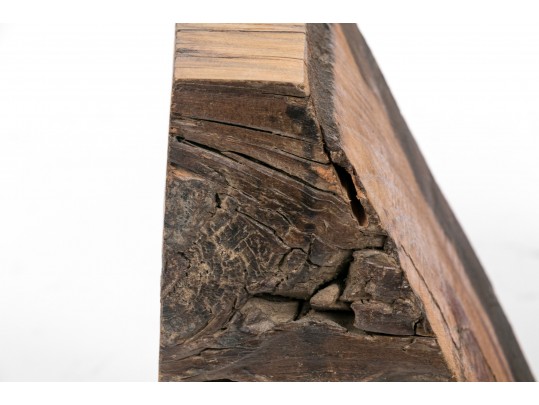 Pair Carved Natural Wood Book Ends