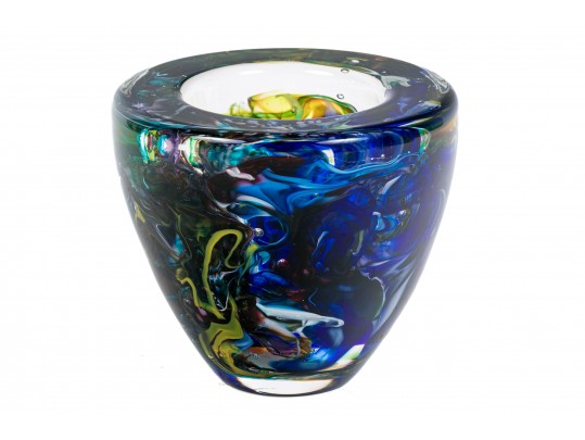 Contemporary Signed Fine Art Glass Bowl