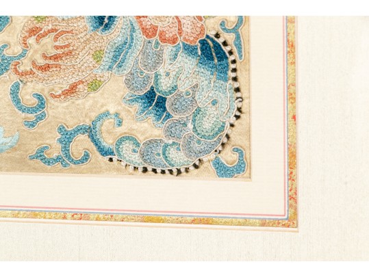 Fine Gilt Framed Chinese Embroidered Floral Panel