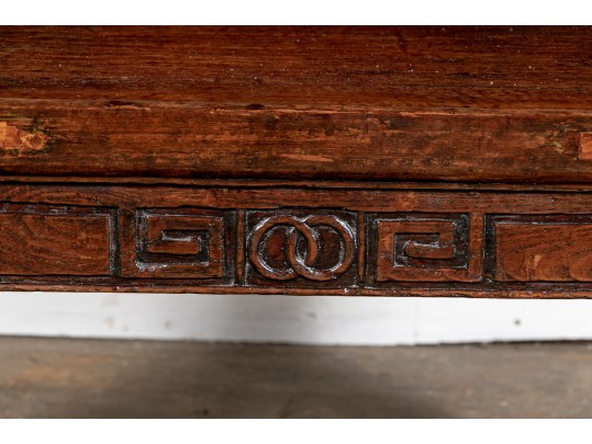 Chinese Carved Wood Throne Chair / Bench