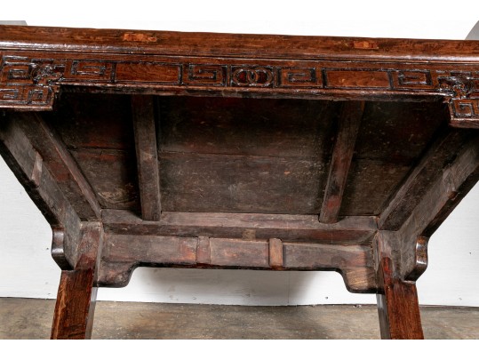 Chinese Carved Wood Throne Chair / Bench