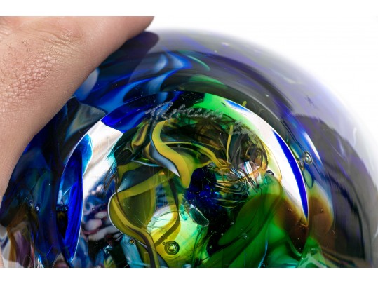 Contemporary Signed Fine Art Glass Bowl