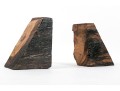 Pair Carved Natural Wood Book Ends