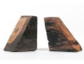 Pair Carved Natural Wood Book Ends