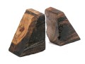 Pair Carved Natural Wood Book Ends