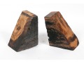 Pair Carved Natural Wood Book Ends