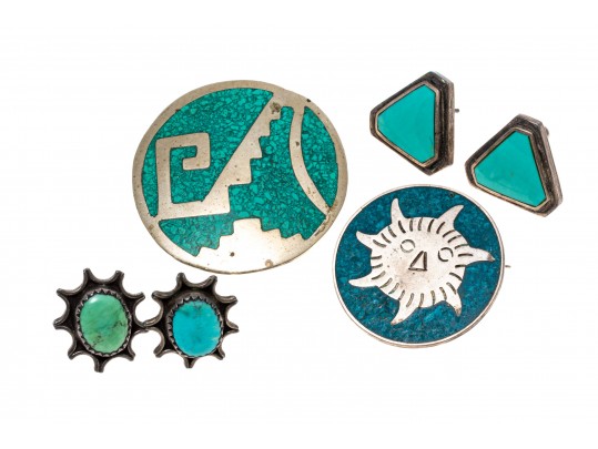 Lot Of Assorted Sterling And Silver Plate Southwestern Motif Jewelry Pieces