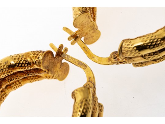 Contemporary 14K Wave Hoop Earrings