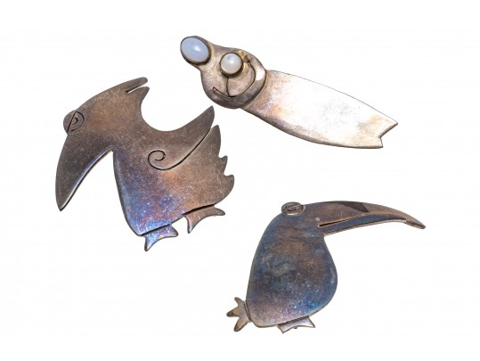 Lot Of Whimsical And Charming Sterling Silver Brooches