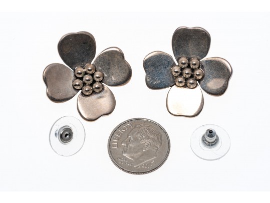 Lot Of Pretty Assorted Sterling Silver And Silver Plate Flower Motif Jewelry Pieces