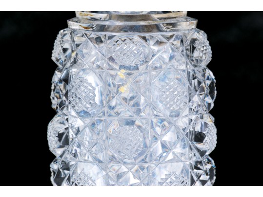 1886 Antique English Crystal Glass Bottle And Sterling Lid