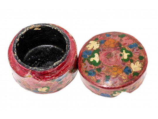 Delightful Lot Of Four Hand Painted Black Lacquer Brooches