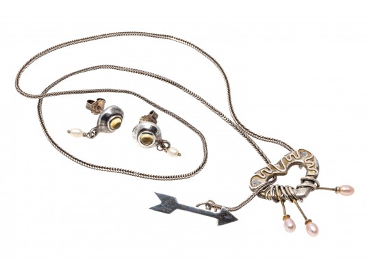 Lot Of Assorted Sterling Silver Cultured Freshwater Pearl Accented Jewelry Pieces