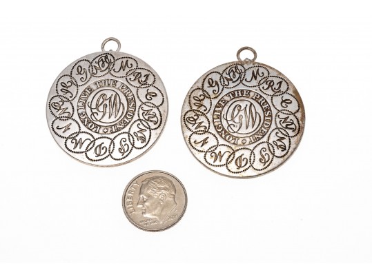 Lot Of Two Stieff Sterling Silver George Washington President Replica Pendants
