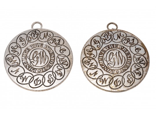 Lot Of Two Stieff Sterling Silver George Washington President Replica Pendants