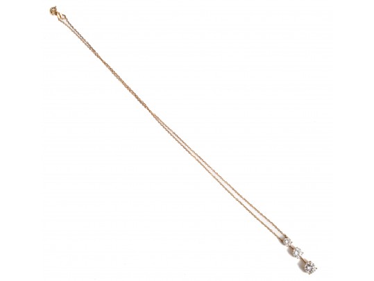 14K Drop Graduated Zirconia Pendant Necklace