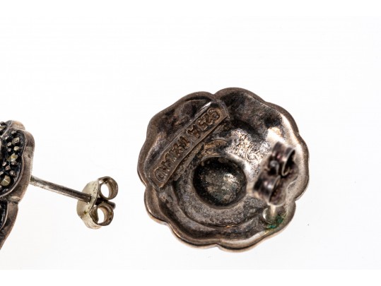 Lot Of Pretty Assorted Sterling Silver And Silver Plate Flower Motif Jewelry Pieces