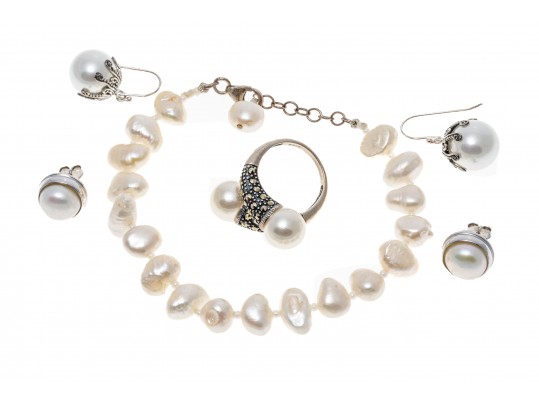 Lot Of Assorted Sterling Silver, Cultured Freshwater Pearl And Faux Pearl Jewelry Pieces