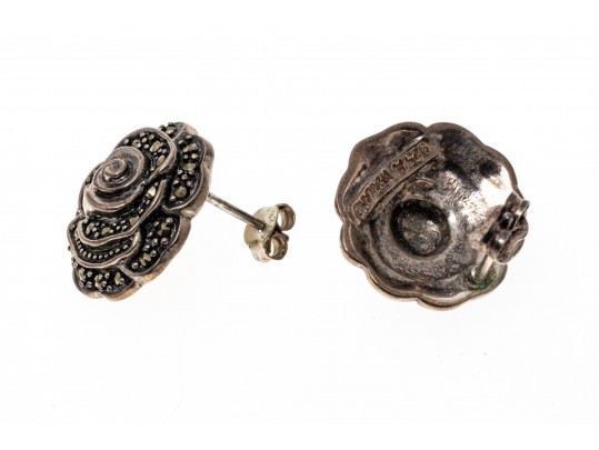 Lot Of Pretty Assorted Sterling Silver And Silver Plate Flower Motif Jewelry Pieces