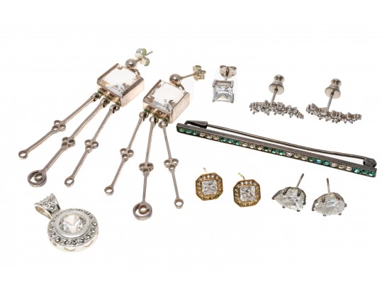 Lot Of Assorted Sparkling Sterling Silver And CZ Jewelry