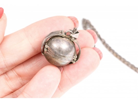 Unique Folding Sterling Mexican Locket Pendant Necklace
