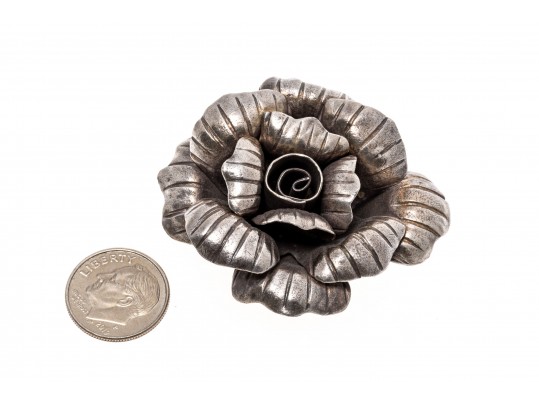 Lot Of Assorted Sterling Silver And Silver Plated Rose Motif Jewelry Pieces