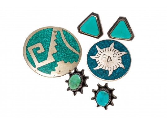 Lot Of Assorted Sterling And Silver Plate Southwestern Motif Jewelry Pieces