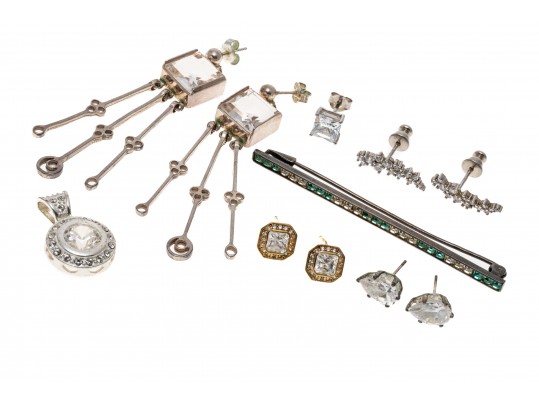 Lot Of Assorted Sparkling Sterling Silver And CZ Jewelry