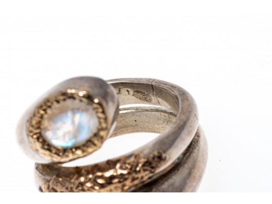 Lot Of Two Unique Sterling Jewelry Pieces Including A Labradorite Ring