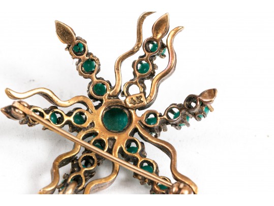 14K Amazonite Starburst Brooch Or Pendant