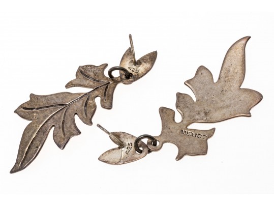 Lot Of Handsome Assorted Sterling Silver Leaf Motif Jewelry Pieces