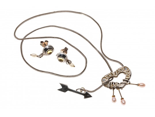 Lot Of Assorted Sterling Silver Cultured Freshwater Pearl Accented Jewelry Pieces