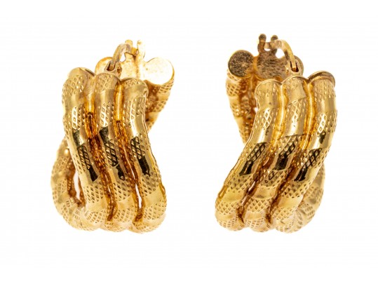 Contemporary 14K Wave Hoop Earrings