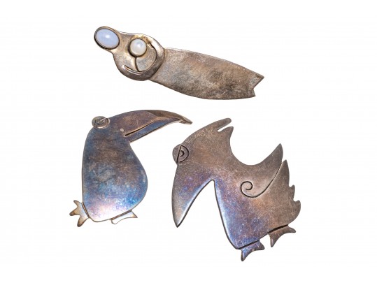 Lot Of Whimsical And Charming Sterling Silver Brooches